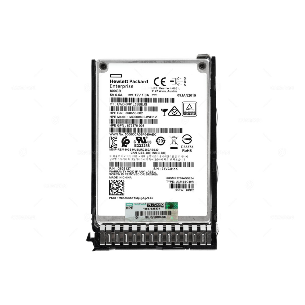 873569-001 HP SSD 800GB SAS 12G 2.5" SFF HOT-SWAP